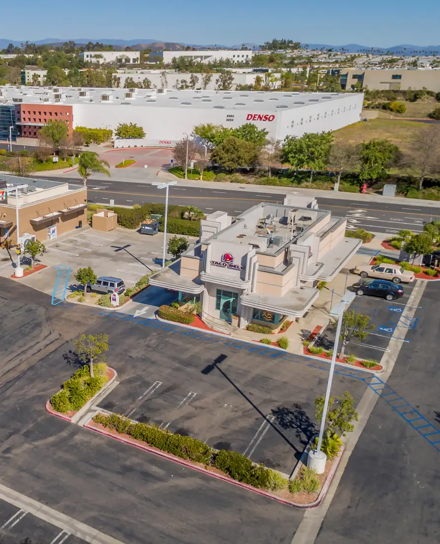 Aerial photo of fast food franchise building